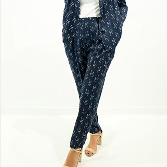 NWT See U Soon Anthropologie Blue Slim Ankle Trouser Pants Office Career Sz 4 - Picture 1 of 13